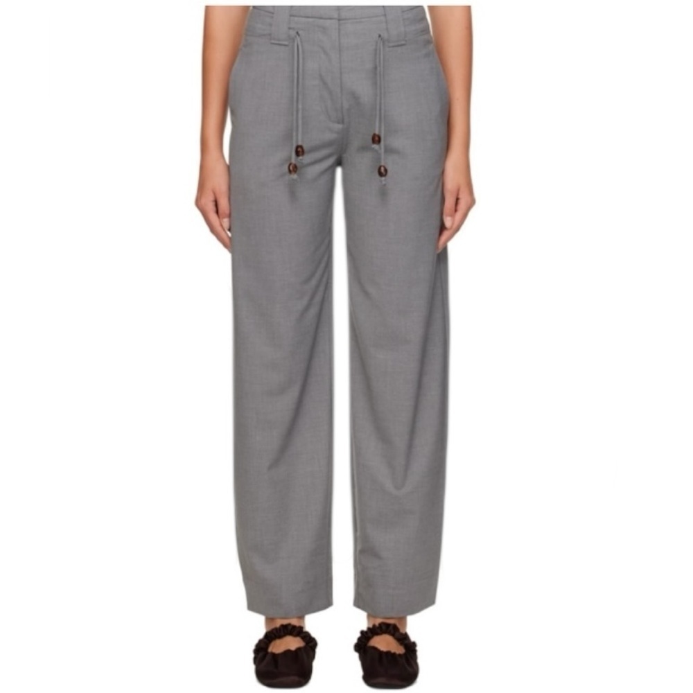 GANNI Straight Leg Drawstring Trousers Pants Size 36 US 28
